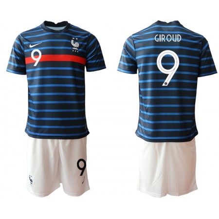 Billige Fotballdrakter Frankrike Olivier Giroud 9 Barn Hjemmedraktsett EM 2020 Kortermet